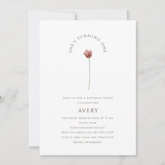 Boho Wildflower eerste verjaardag Kaart (Voorkant)