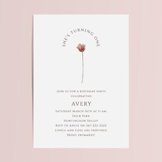 Boho Wildflower eerste verjaardag Kaart