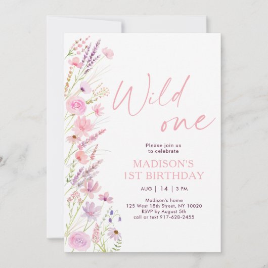 Boho Wildflower eerste verjaardag Kaart (Voorkant)