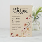 Boho Wildflower eindelijk bij laatste bruiloft Kaart (Staand voorkant)
