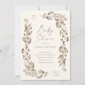 Boho Wildflower Elegant Bloemen Baby shower Kaart (Voorkant)