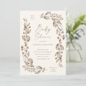 Boho Wildflower Elegant Bloemen Baby shower Kaart (Staand voorkant)