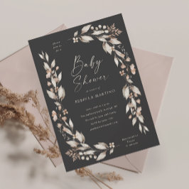 Boho Wildflower Elegant Bloemen Baby shower Kaart