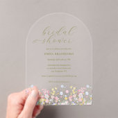 Boho Wildflower Elegant Bridal Shower  Acryl Uitnodigingen (Insitu (Draagbaar))