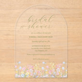 Boho Wildflower Elegant Bridal Shower  Acryl Uitnodigingen (Voorkant)