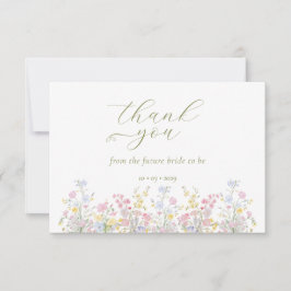 Boho Wildflower Elegant Bridal Shower  Bedankkaart