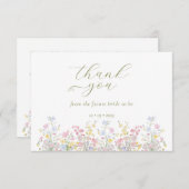 Boho Wildflower Elegant Bridal Shower  Bedankkaart (Voorkant / Achterkant)