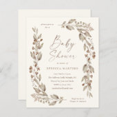 Boho Wildflower Elegant Budget Baby shower (Voorkant / Achterkant)