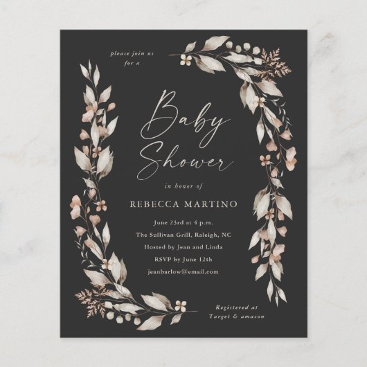 Boho Wildflower Elegant Budget Baby shower (Voorkant)