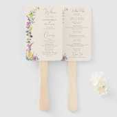 Boho Wildflower Elegant Modern Huwelijksprogramma Handwaaier (Voorkant en achterkant)
