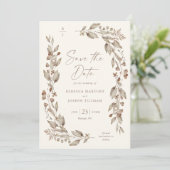 Boho Wildflower Elegante Bloem Bruiloftsfoto Save The Date (Staand voorkant)