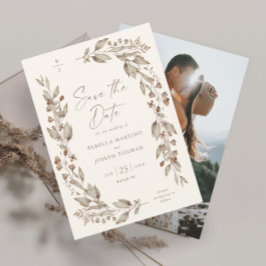 Boho Wildflower Elegante Bloem Bruiloftsfoto Save The Date