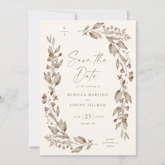Boho Wildflower Elegante Bloemen Bruiloft Foto Save The Date (Voorkant)