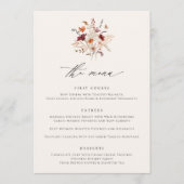 Boho Wildflower Elegante herfst bruiloft menu's (Voorkant)
