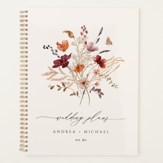 Boho Wildflower Elegante herfst bruiloft Planner (Voorkant)