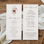 Boho Wildflower Elegante herfst bruiloft Programmakaart