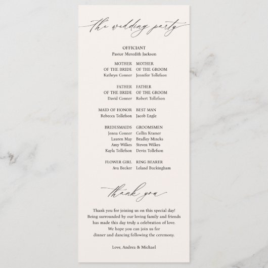 Boho Wildflower Elegante herfst bruiloft Programmakaart (Achterkant)