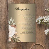 Boho Wildflower en Elegant Goud Bruiloft Receptie Informatiekaartje