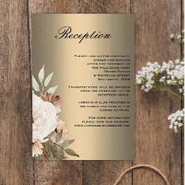Boho Wildflower en Elegant Goud Bruiloft Receptie Informatiekaartje