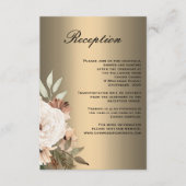 Boho Wildflower en Elegant Goud Bruiloft Receptie Informatiekaartje (Voorkant)