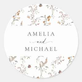 Boho Wildflower Envelope Seal Ronde Sticker