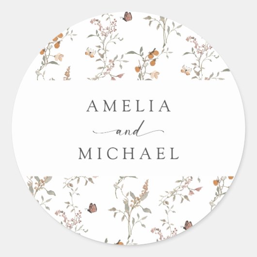 Boho Wildflower Envelope Seal Ronde Sticker (Voorkant)