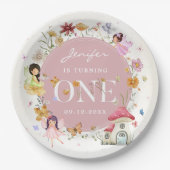 Boho Wildflower Fairy 1e verjaardag partij Papieren Bordje (Voorkant)