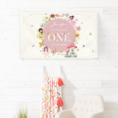 Boho Wildflower Fairy 1e verjaardag partij Spandoek (Insitu)