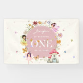 Boho Wildflower Fairy 1e verjaardag partij Spandoek (Horizontaal)