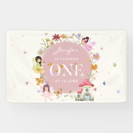 Boho Wildflower Fairy 1e verjaardag partij Spandoek