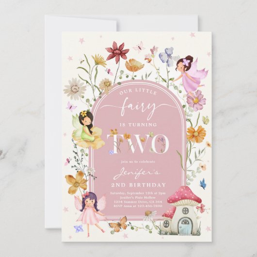 Boho Wildflower Fairy 2e verjaardag Kaart (Voorkant)