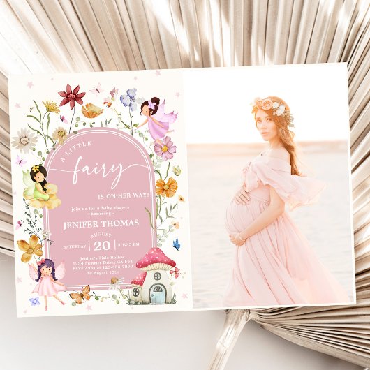 Boho Wildflower Fairy Baby shower Party Foto Kaart
