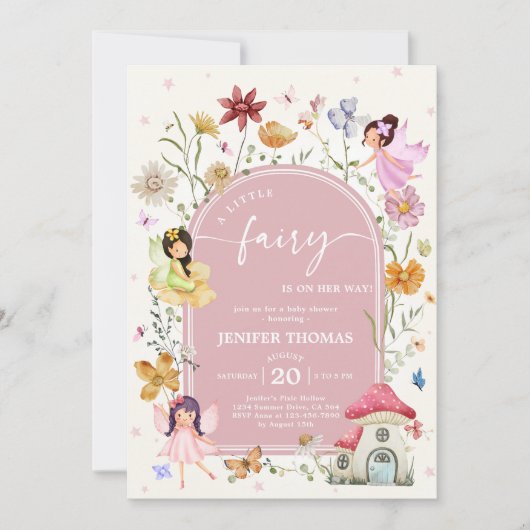 Boho Wildflower Fairy Baby shower Party Kaart (Voorkant)