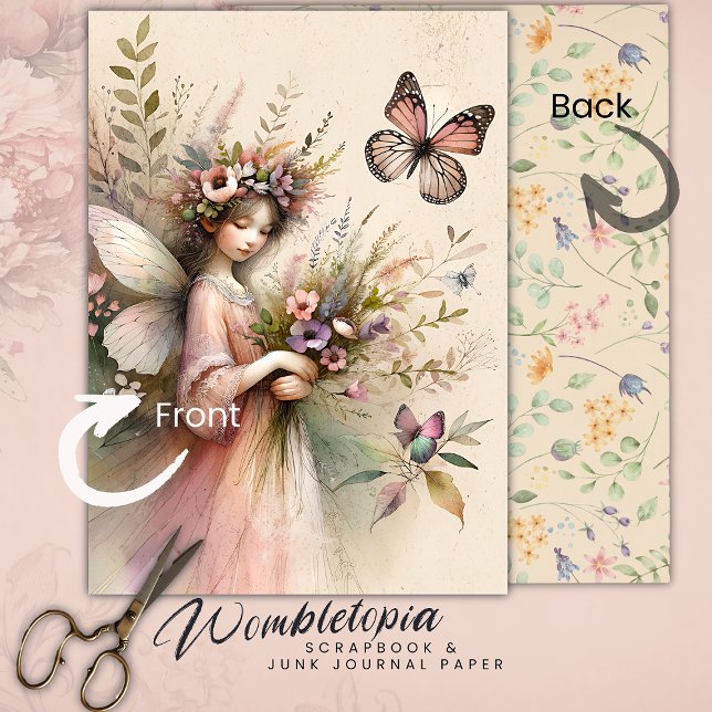  Boho Wildflower Fairy, Junk Journal Page (Creator heeft geüpload)