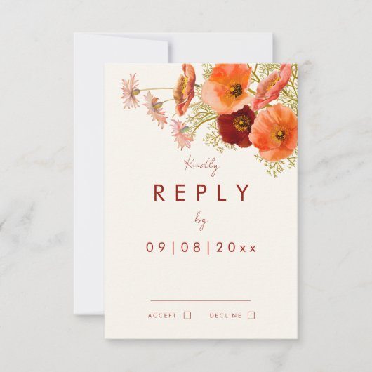 Boho Wildflower Fall Wedding Reageer RSVP Kaartje (Voorkant)