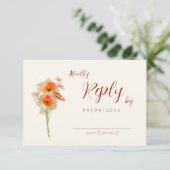 Boho Wildflower Fall Wedding Reageer RSVP Kaartje (Staand voorkant)