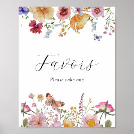 Boho Wildflower Favorieten teken Poster