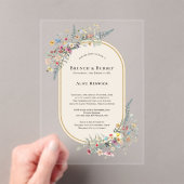 Boho Wildflower Fern Beige Bridal Brunch Acryl Uitnodigingen (Insitu (Draagbaar))
