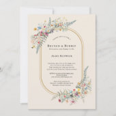 Boho Wildflower Fern Beige Bridal Brunch Kaart (Voorkant)