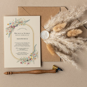 Boho Wildflower Fern Beige Bridal Brunch Kaart