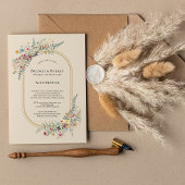 Boho Wildflower Fern Beige Bridal Brunch Kaart