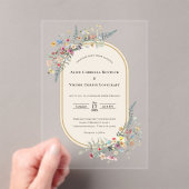 Boho Wildflower Fern Beige Wedding Acryl Uitnodigingen (Insitu (Draagbaar))