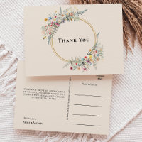 Boho Wildflower Fern Beige Wedding Bedankt