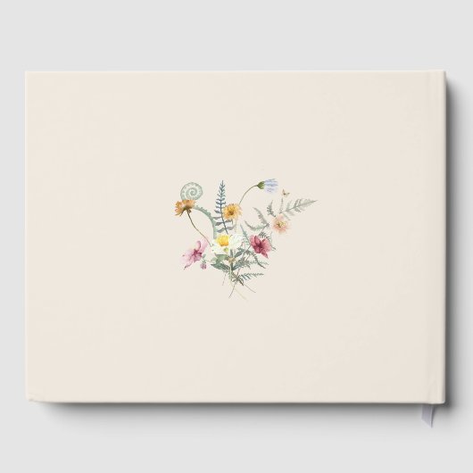 Boho Wildflower Fern Beige Wedding Gastenboek (Achterkant)