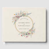 Boho Wildflower Fern Beige Wedding Gastenboek (Voorkant)