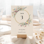 Boho Wildflower Fern Beige Wedding Kaart<br><div class="desc">Dit Boho Wildflower Fern Beige Wedding Table Number ontwerp is een elegante constructie van klassieke gouden geometrische lijsten die zijn geperst met delicate boho florale groenery bouquets en stengels. Met een palet van tijdloze ivoorbeige achtergronden met eenvoudige klassieke zwarte typografie en witte kleurrijke bloemen, die een prachtig en gepolijst romantisch...</div>