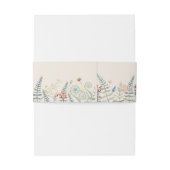 Boho Wildflower Fern Beige Wedding Monogram Uitnodigingen Wikkel (Achterkant Voorbeeld)