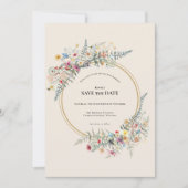 Boho Wildflower Fern beige Wedding Save the Date (Voorkant)