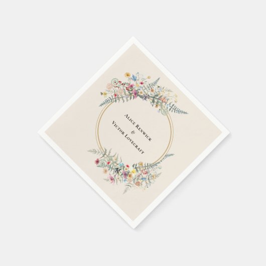 Boho Wildflower Fern Beige Wedding Servet (Hoek)