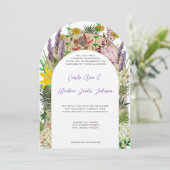  Boho Wildflower Fern Paars Gele Floral Kaart (Staand voorkant)